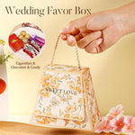 HASTHIP Decorative Paper Folding Storage Box for Gifts and Weddings 20pcs 13x6.5x10.8cm with Rope Handle | White Cardpaper Design