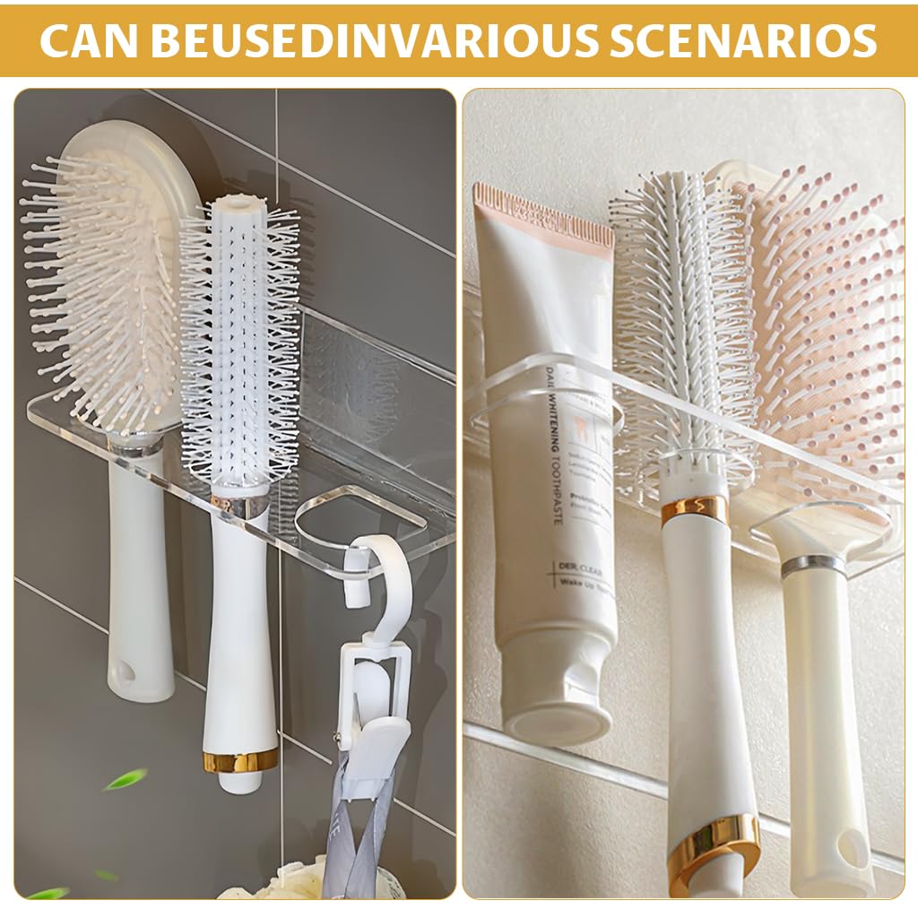 HASTHIP Hair Brush Holder for Bathroom with Clear Acrylic Space-Saving Design | Easy to Clean