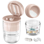 HASTHIP® Pastillero de Viaje 4 en 1 con Cortador y Triturador de Pastillas,Caja Portátil con Vaso para Beber,Organizador Medicamentos y Vitaminas Ideal para Viajes Uso Diario