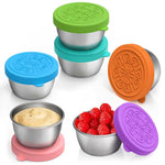 HASTHIP® 6 Pack Small Condiment Containers with Lids, 40ml Leakproof Salad Dressing Container To Go, Stainless Steel Sauce Container with Silicone Lids, Reusable Small Dipping Sauce Cups