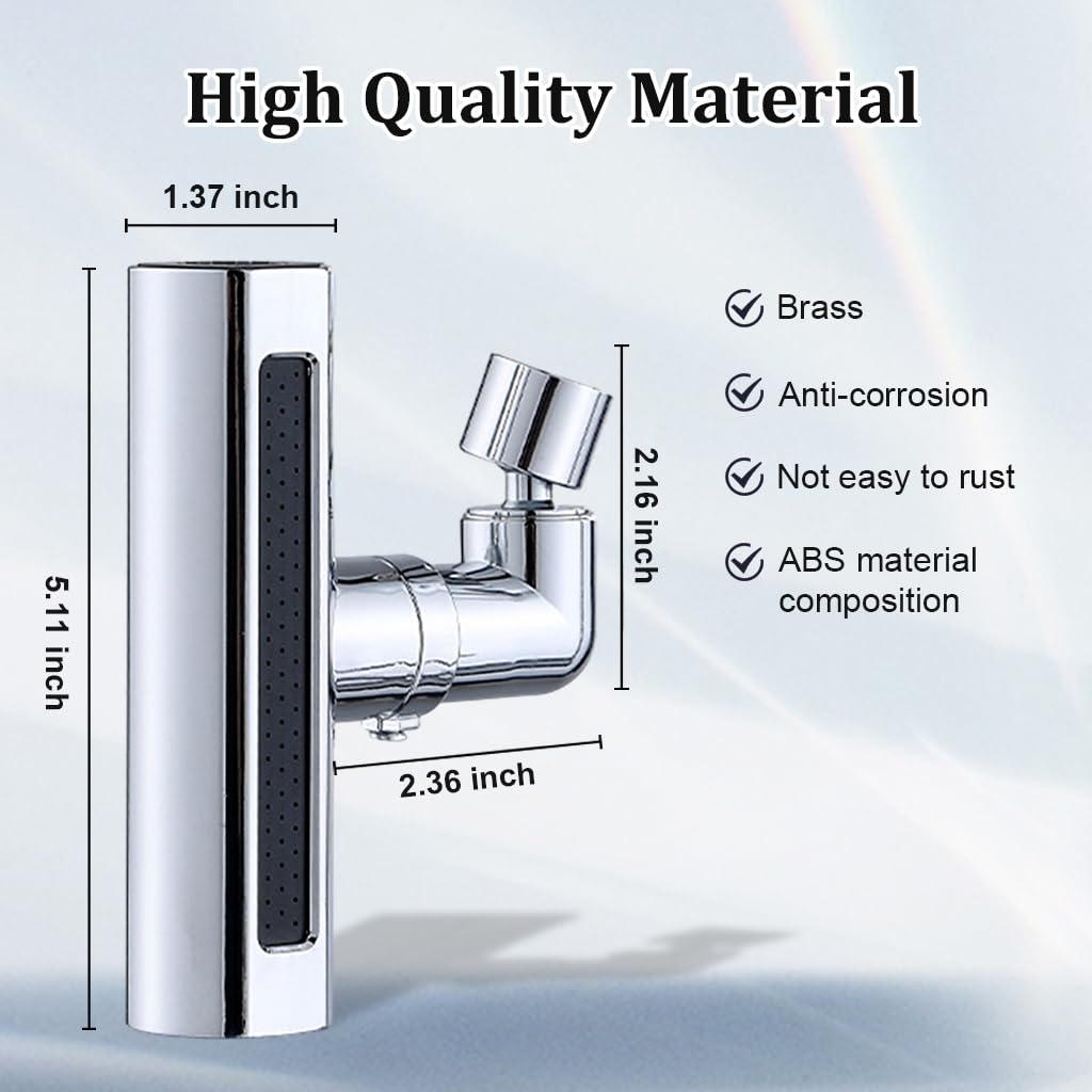 HASTHIP® Kitchen Faucet 360° Swivel 4 in 1 Waterfall Kitchen Faucet Plating Kitchen Sink Faucet Extender Splash-proof Faucet Universal Waterfall Kitchen Faucet with Installation Kit