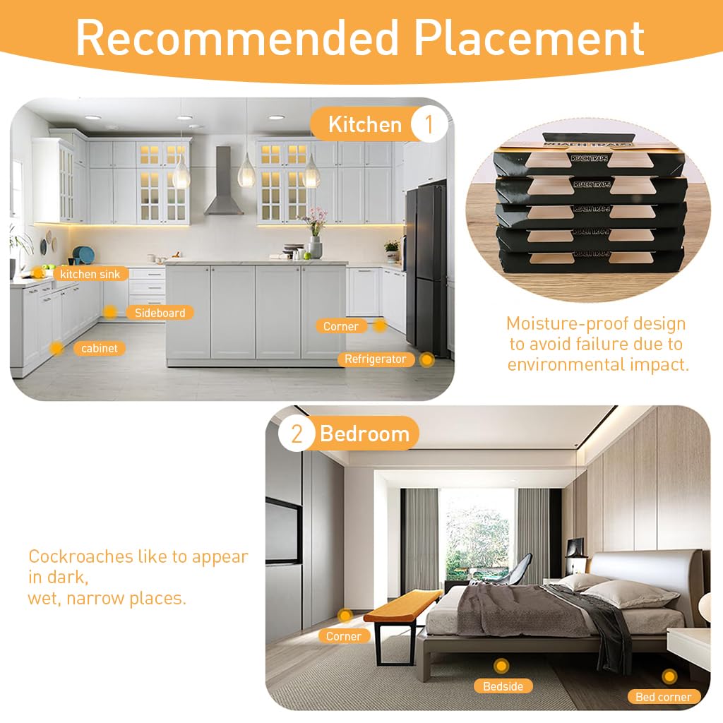 HASTHIP® 10pcs Cockroach Traps for Kitchen, Room, Office, Strong Adhesive Cockroach Killer, Pesticide Free Cockroach Repellent, Safe and Easy Cockroach Trap