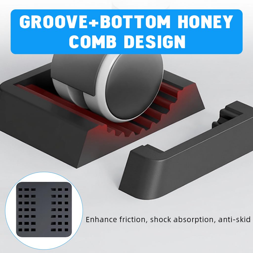 HASTHIP Caster Wheel Pads for Office Chairs and Furniture featuring 3.14 in Grooved Rubber | Non Slip Floor Protection