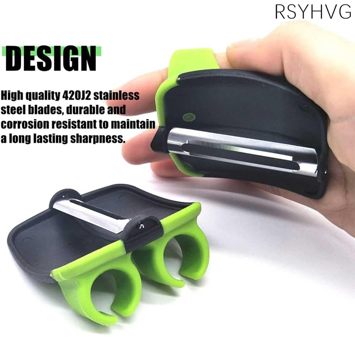 HASTHIP Palm Peeler Set for Vegetables and Fruits featuring Dual Open Sleeve & Stainless Steel Blades | 4 Pcs Silicone Finger Grips