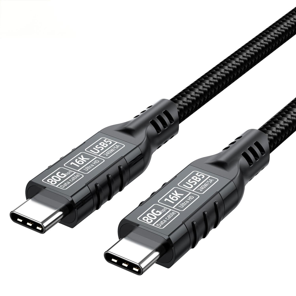 HASTHIP® Cable Thunderbolt 5 USB4 80Gbps 240W, Cargador Rápido Tipo C 16K/Dual 8K, Transferencia de Datos Ultrarrápida, Compatible con Thunderbolt 4/3, MacBook Pro M4, Dell XPS, iPhone 17/16