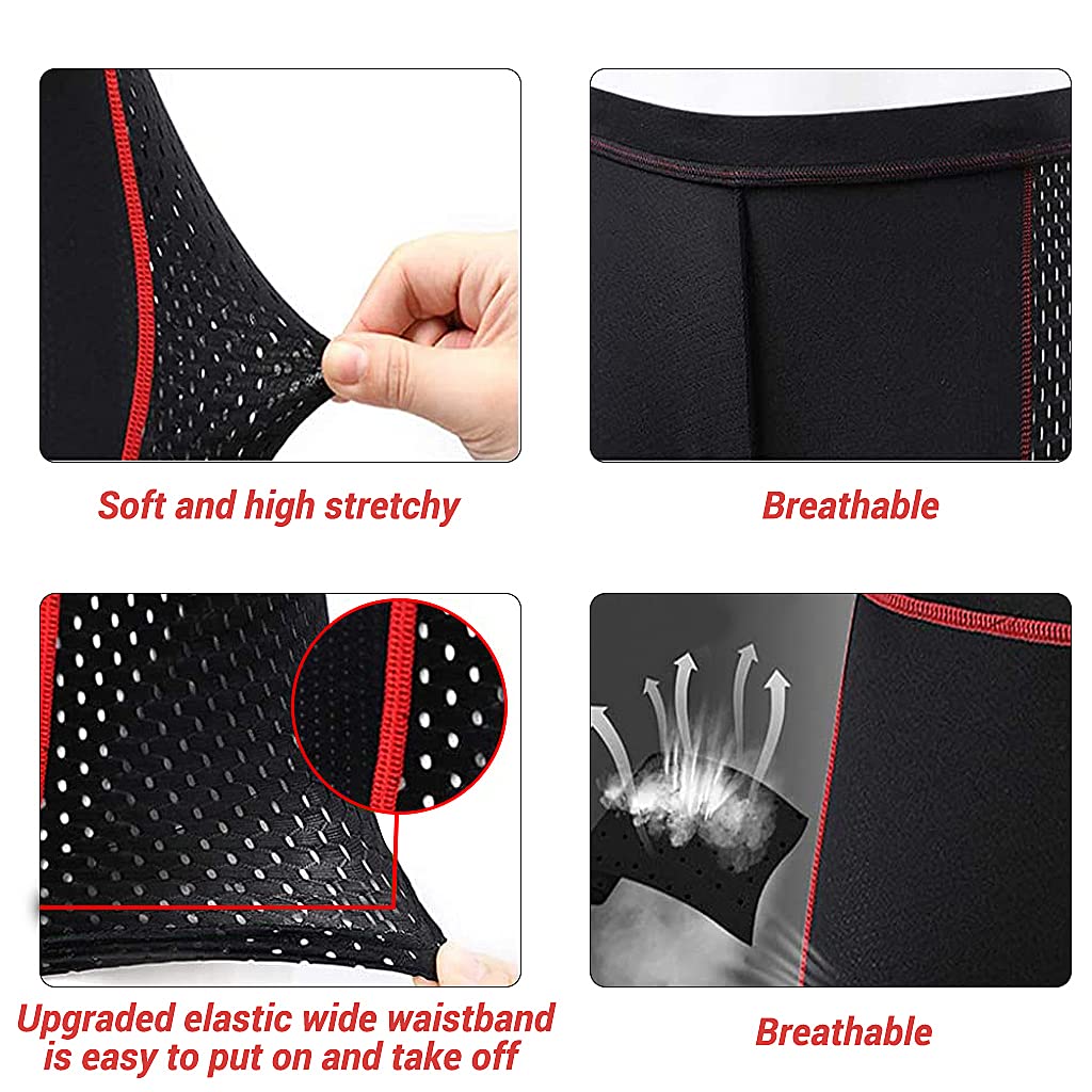 HASTHIP® Pantalones Cortos de Ciclismo para Hombre y Mujer con Acolchado 3D de Gel y Espuma,Antideslizantes,Transpirables Secado Rápido Ropa Interior Deportiva para Bicicleta Negros (M)