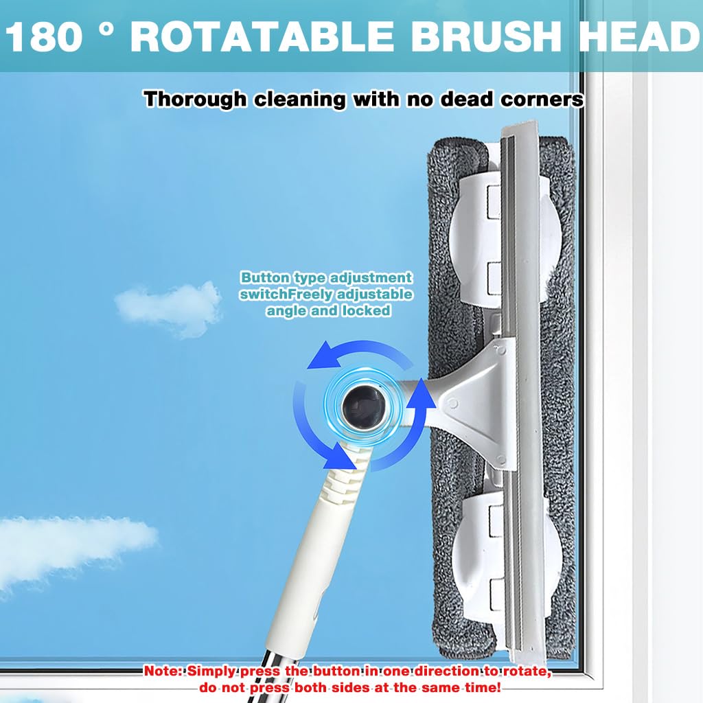 HASTHIP Window Cleaning Mop with 53.9 in Long Handle and 2 in 1 Double Sided Microfiber Head | Wet and Dry Use