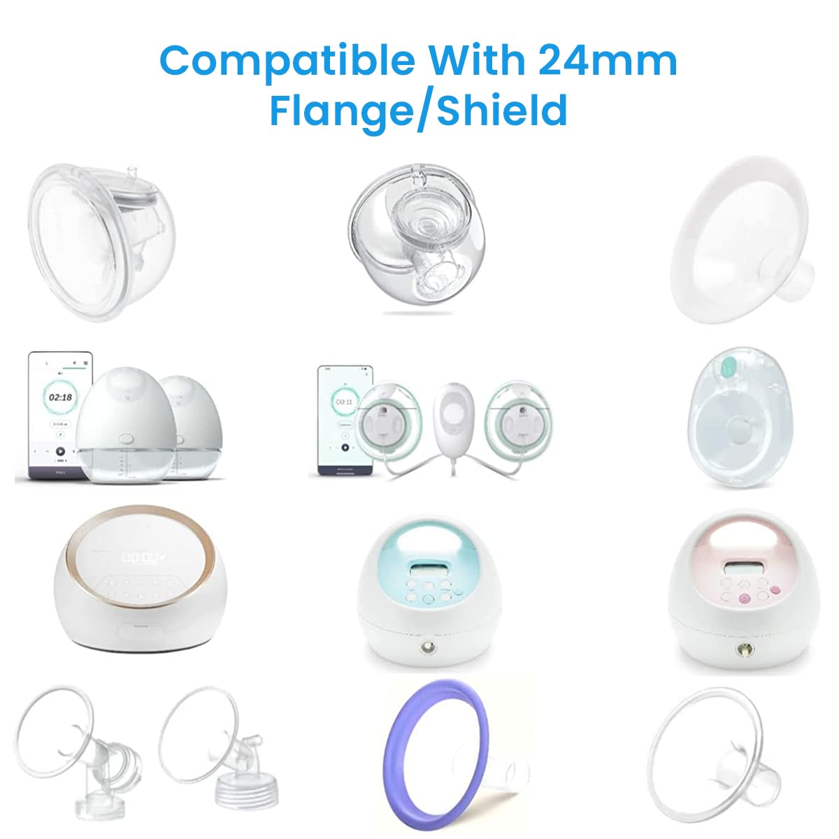 HASTHIP 5PCS Breast Pump Flange Inserts for 24mm Breast Shields