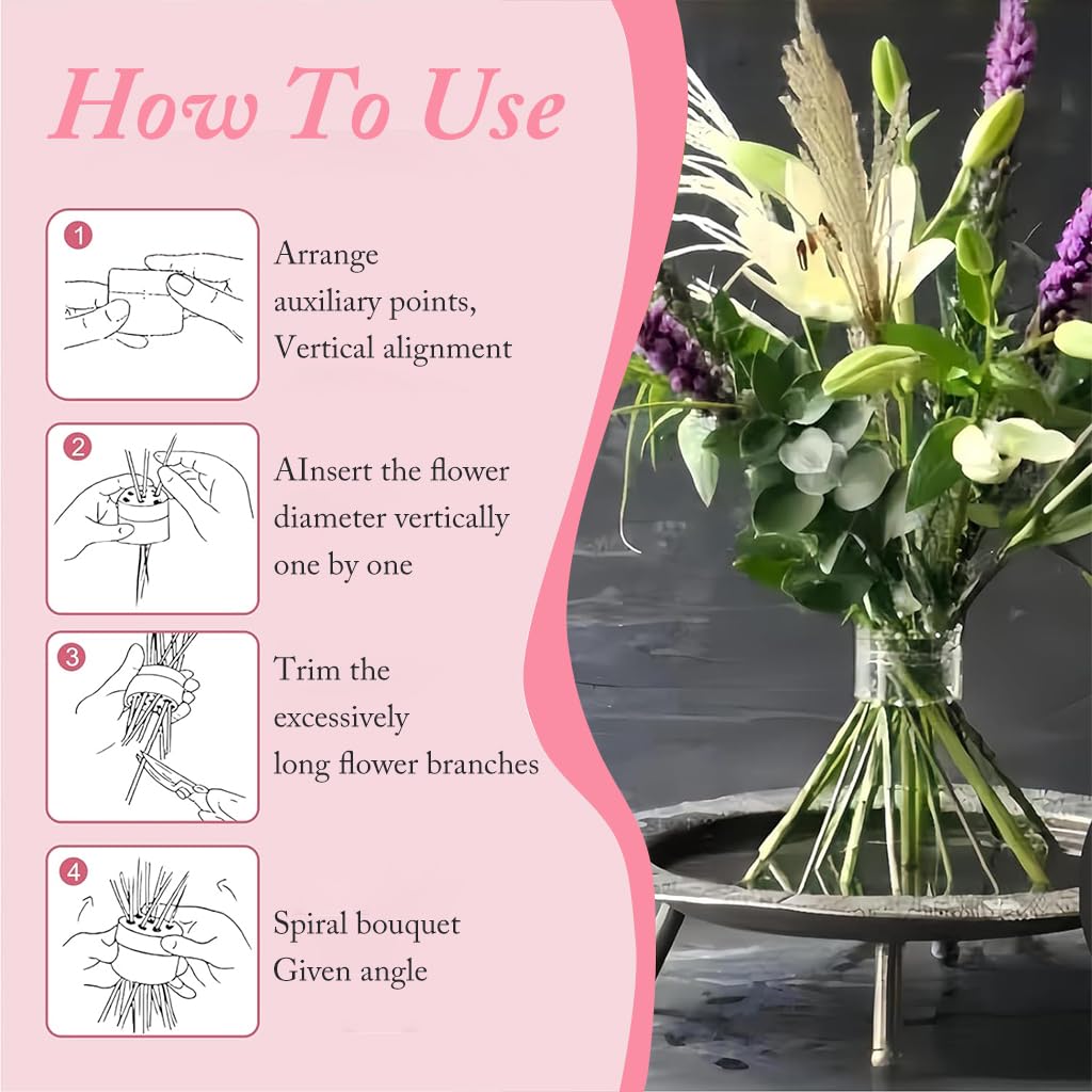 HASTHIP Flower Arrangement Stem Holder for Vase with Spiral Design and Crystal Acrylic Build