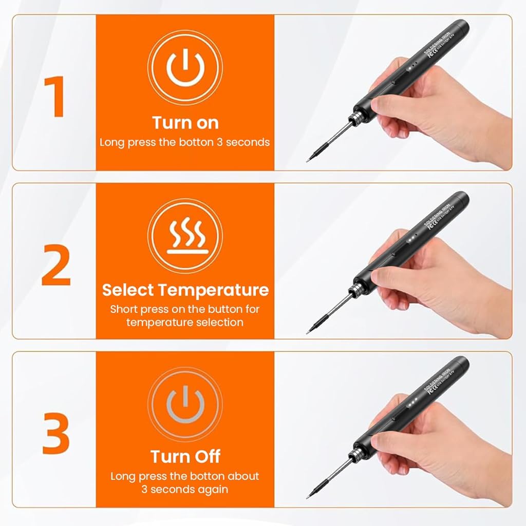 HASTHIP® Cordless Soldering Iron Pen Kit, 3 Adjustable Temperature