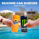 HASTHIP Silicone Can Sleeve Covers for 500ml Cans featuring Zip Top Design | Set of 3