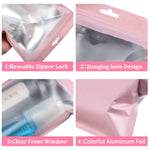 100 Pcs Smell Proof Mylar Bags For Chocolate, Candy, Treats Resealable Multifunctional Cookie Bags for Storing Food, Jewellery and Hardware (Pink, 8 X 13cm)