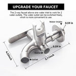 HASTHIP® Dual Outlet Washing Machine Tap and Gardening Faucet with Sprayer Holder, Stainless Steel Faucet Quarter Turn Bibcock Water tap for Gardening Water System Laundry Machine Faucet