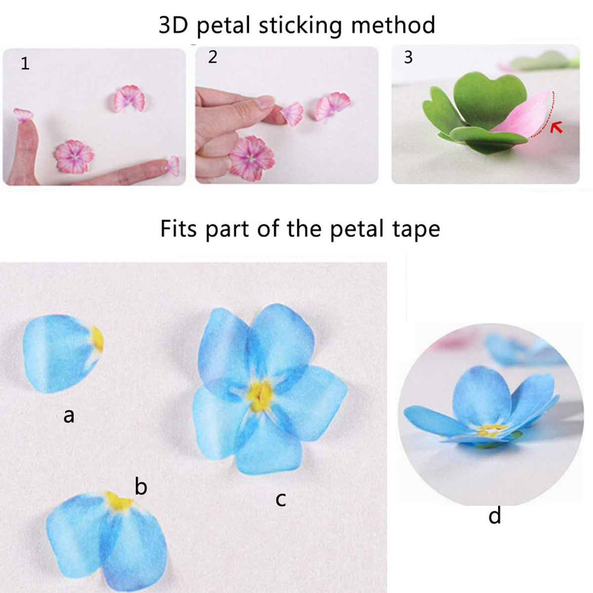 4 Roll Creative Flower Petal Washi Tape, Masking Tape Decorative Decals, DIY Petal Stickers for Scrapbooking, Diary, Bullet Journal, Planner, 200 Petals/Roll (Purple)