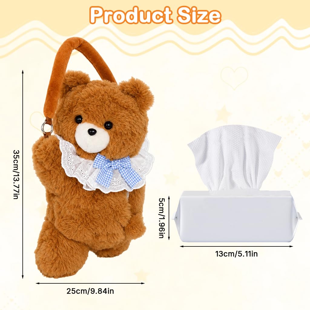 HASTHIP Cartoon Bear Plush Car Tissue Holder Cute Hanging Tissue Box for Car