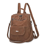 HASTHIP® Mochila de Mujer de Cuero PU Antirrobo y Impermeable Bolso Hombro Casual Mochila Viaje Vintage para Escuela Trabajo y Regalo - Marrón