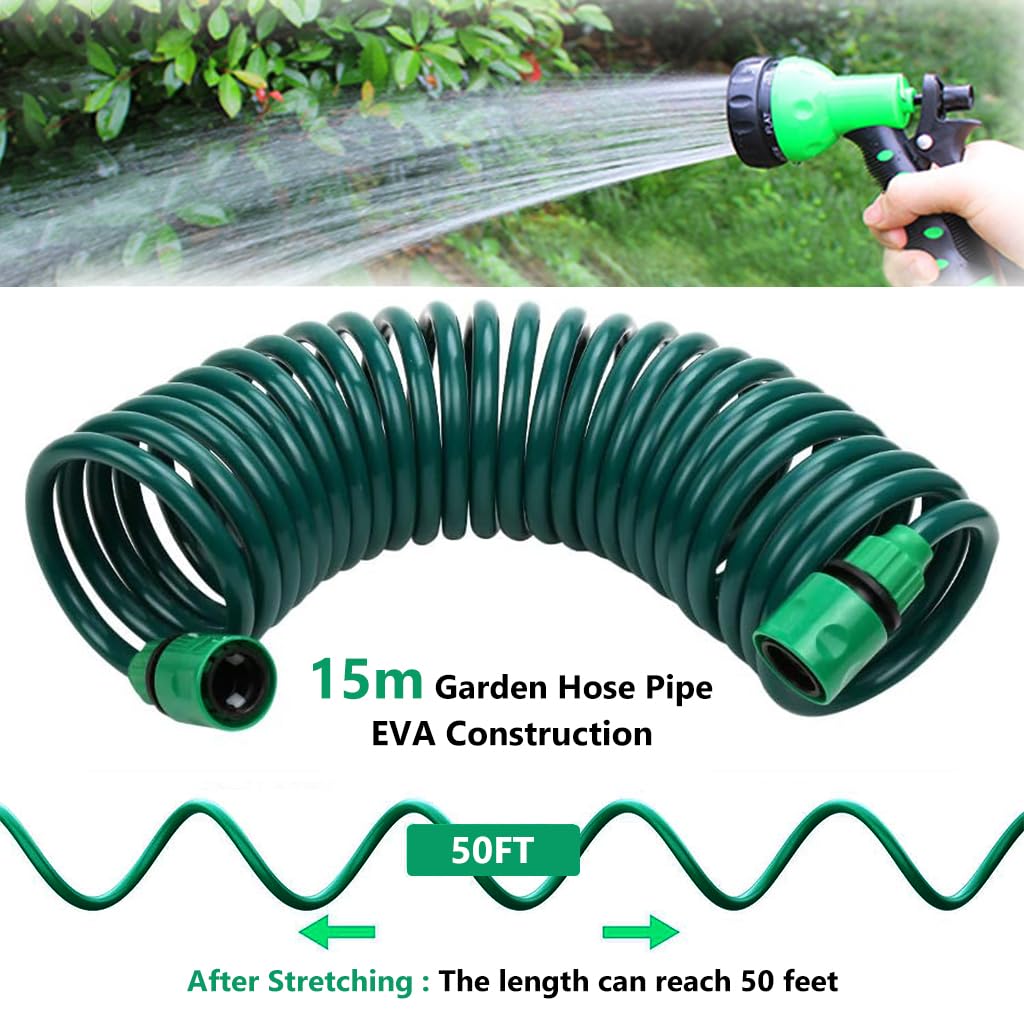 HASTHIP Garden Hose Pipe for Watering and Cleaning with 7 Function Sprayer Gun | 50ft Expandable EVA Flexible Hose