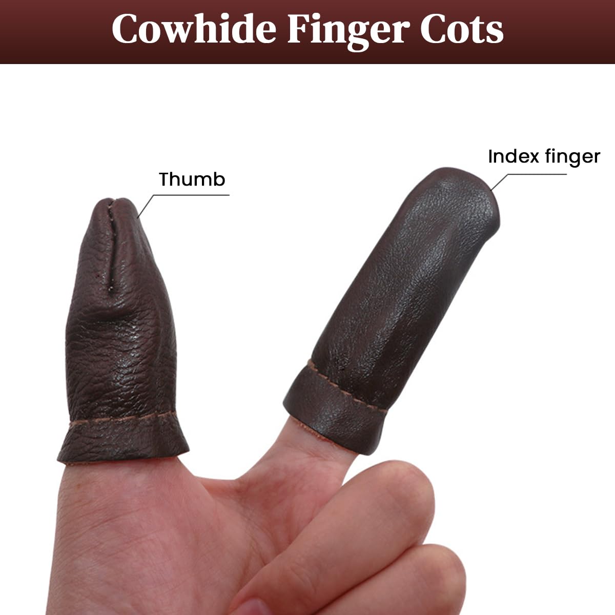HASTHIP Finger Protector for Sewing and Needle Felting with Non Slip Grip | 8PCS Synthetic Leather Set