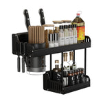 HASTHIP Wall Mount Aluminium Hanging Utensil Display Rack for Kitchen Storage with Double Layer Design