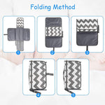 HASTHIP® Grey Waterproof & Foldable Baby Massage Pad with Head Cushion & Organizer Pockets or Diaper Changing Station Baby Mat for Home & Outside Travel