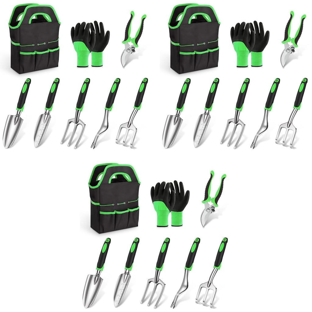 HASTHIP Gardening Tools Set 24PCS for Planting with Pruning Shear and Aluminum Alloy Tools | Includes Gloves and Storage Bag