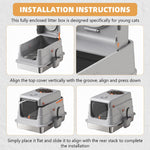 HASTHIP Large Stainless Steel Cat Litter Pan with High Sides Odor Control