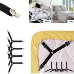 HASTHIP Bed Sheet Holder Straps 8 Pcs for Corner Grip with Triangle Design & Metal Clips | Black