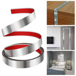 HASTHIP Silver Metal Wall Trim for DIY Décor with Self Adhesive 16.4ft Strip | 201 Stainless Steel Mirror Finish
