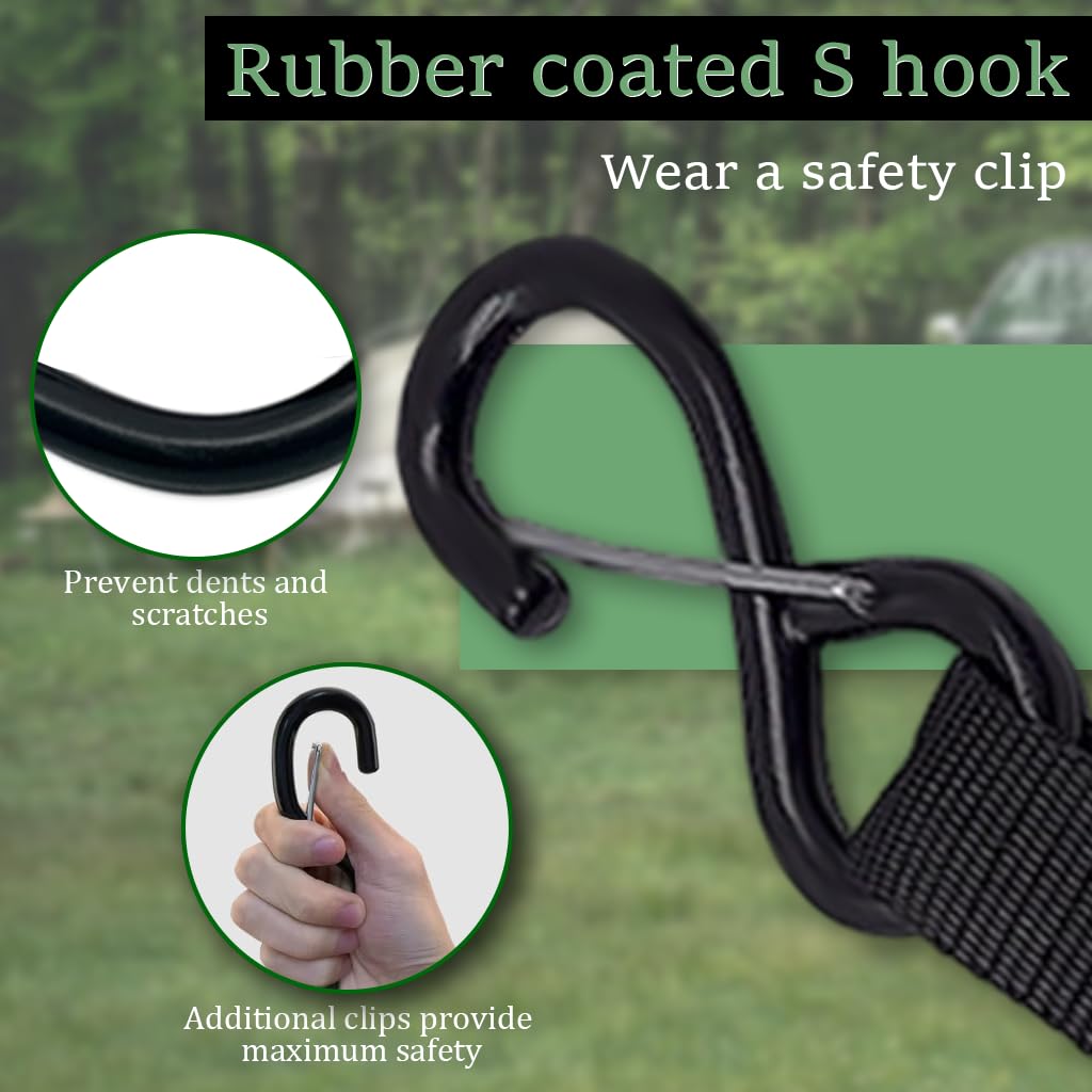 HASTHIP Ratchet Straps for Cargo and Vehicle Transport featuring Double Loop Hooks and 16.4 ft Nylon Webbing | 1600 lbs Break Strength