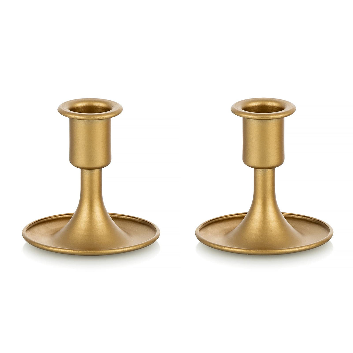 HASTHIP® Candelabros para Velas Dorados, Porta Velas de Hierro, Set de 2 Soportes Decorativos para Mesa, Bodas, Meditación y Decoración Festiva del Hogar