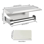 HASTHIP® Toilet Paper Holder Shelf - Wall Mounted Stainless Steel Toilet Paper Holder with Phone Shelf, Toilet Paper Roll Holder for Bathroom Accessories (Sliver)