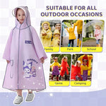 HASTHIP Kids EVA Raincoat with Clear Wide Brim Hood & Reflective Strips