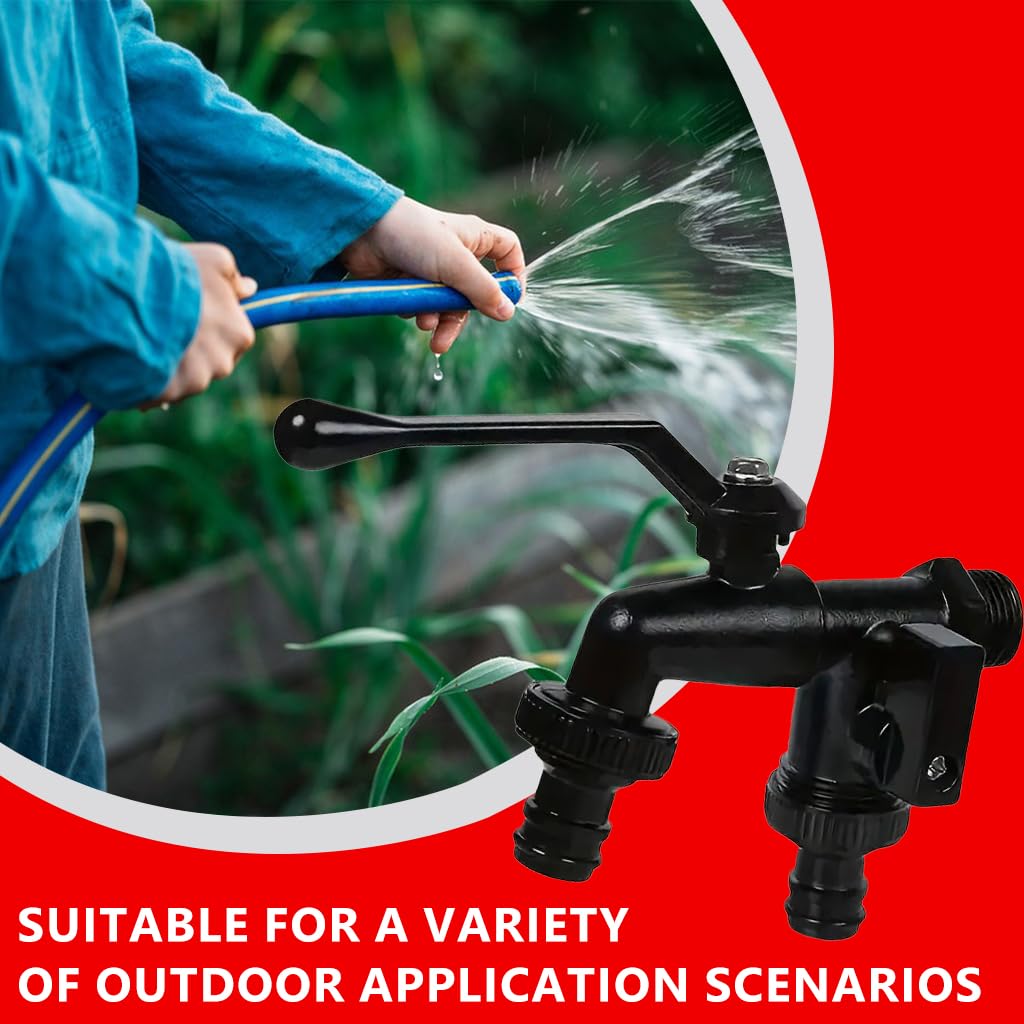 HASTHIP Faucet Splitter for Garden Watering with Dual Outlet Control Valve Zinc Alloy | Leak‑Proof Accessories