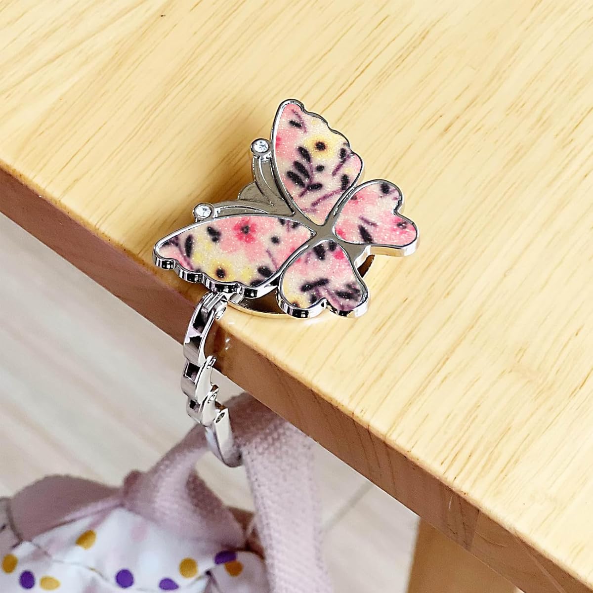HASTHIP Purse Hook for Table with Anti Slip Base and Foldable Butterfly Design | 2Pcs Set