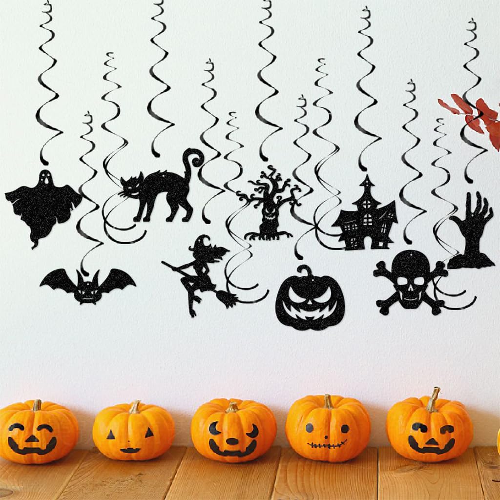 HASTHIP Halloween Wall Hangings for Home & Party with 13Pcs 3D Paper Silhouettes | Easy Hanging Decor