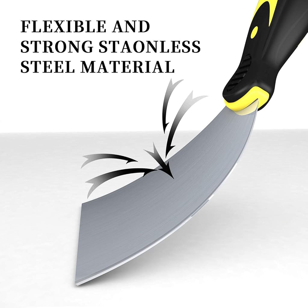 HASTHIP® Putty Knife Set (4 Pack, 5", 4", 3", 1.5") & 13-in-1 Multi-Purpose Scraper, Stainless Steel Tools for Drywall, Plaster, Decals, Wallpaper, Crafts, DIY, Scrapbooking, Planners