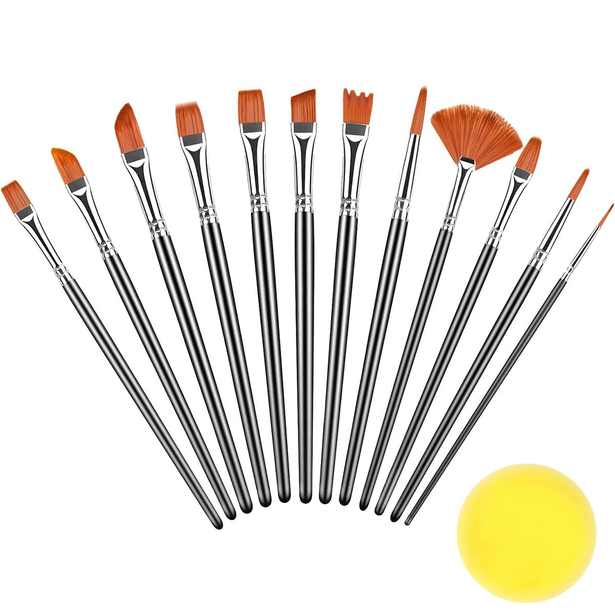 16 Pcs Artist Paint Brush Set, Nylon Bristle Acrylic Paint Brushes with Brush Storage Bag, Oil Painting Brush Set for Acrylic Painting, Oil, Watercolor Canvas, Beginners & Professionals