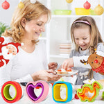 HASTHIP Kids Sandwich Cutter and Sealer Set for Fun DIY Lunches with 30 Pcs Stainless Steel Molds | Includes Fruit Forks and Cleaning Brush