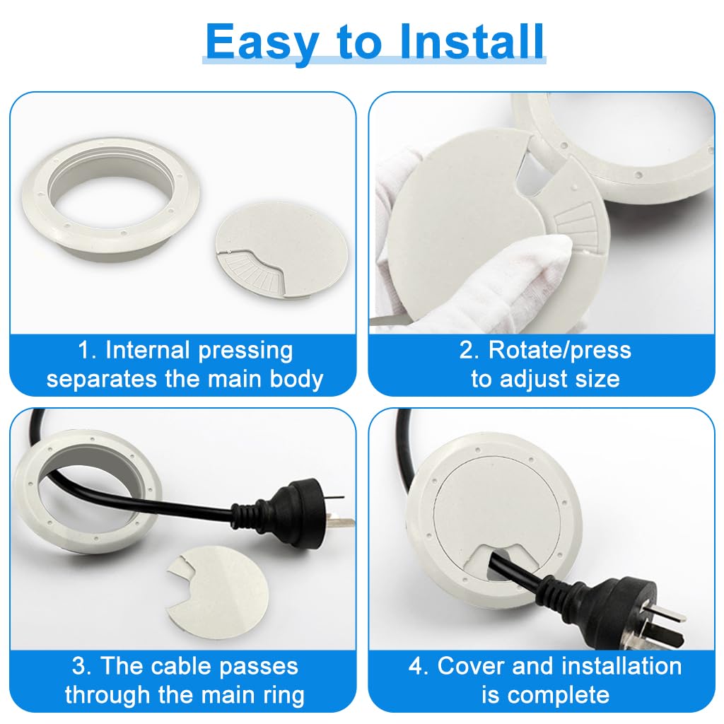 HASTHIP® 2.36in Desk Grommets 4-Pack