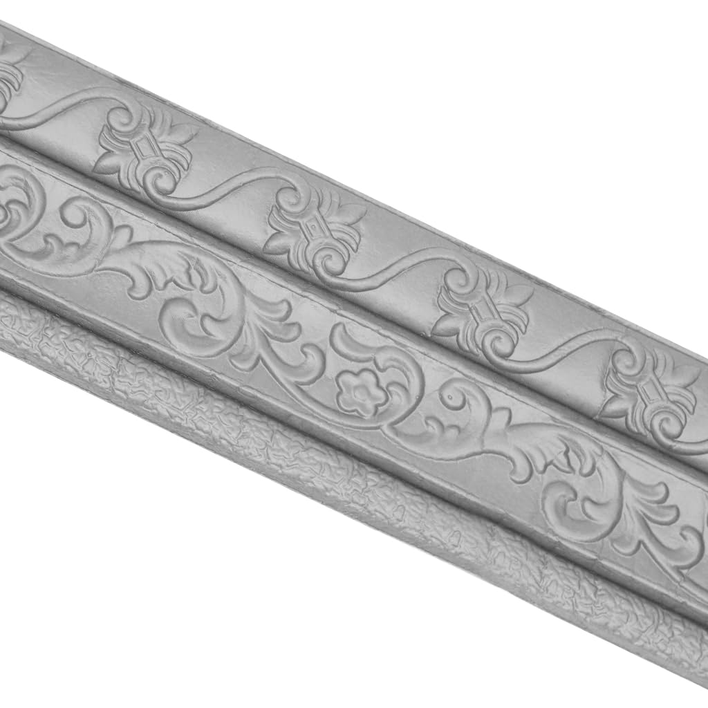 HASTHIP Peel Stick 3D Wall Edging for Living Rooms featuring 2.3 m x 7.8 cm XPE Foam | Silver Gray Trim