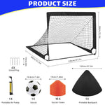 HASTHIP® Football Goal Net Kit for Kids, Football Training Goal Target Net with Inflatable Soccer Ball, Inflator Pump, Ground Stakes, Training Cones, Black Training Cone Marker 47x37x35 Inch