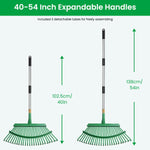 HASTHIP Leaf Rake for Backyard with 25 Curved Steel Teeth and 55 in Detachable Handle | Stainless Steel Lawn Tool