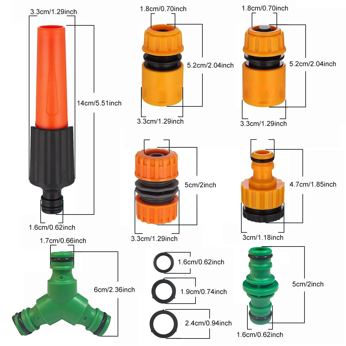 HASTHIP Garden Hose Connectors 102 pcs Set with Quick Coupling Adapters and Washers for Gardening and Car Washing