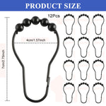 HASTHIP Stainless Steel Curtain Hooks for Shower Curtains featuring Snap-On Design | Set of 12 Golden 6 x 4cm