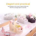 HASTHIP Remote Stand for Home with 4 Compartments and Hollow Woven Design 9.5x21x11cm | Plastic Organizer for Office and Vanity