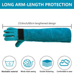 HASTHIP® Animal Handling Gloves 23.6'' Long Leather Bite & Scratch Resistant Gauntlet, Heat & Puncture Proof Safety Gloves for Dog Cat Bird Reptile Snake Falcon Welding BBQ Fireplace Use