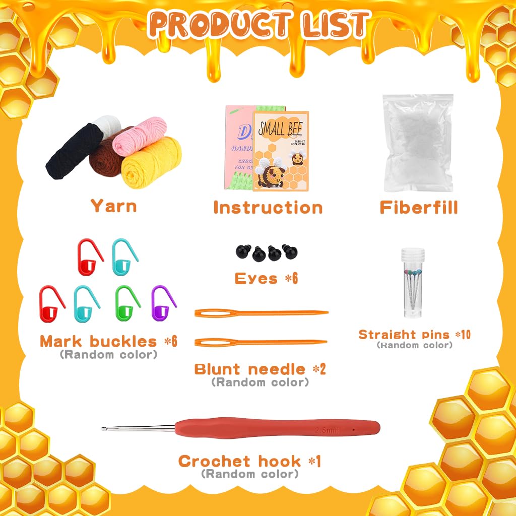HASTHIP Crochet Kit for Beginners with Step-by-Step Video Tutorials | Complete Small Bee DIY Gift Set