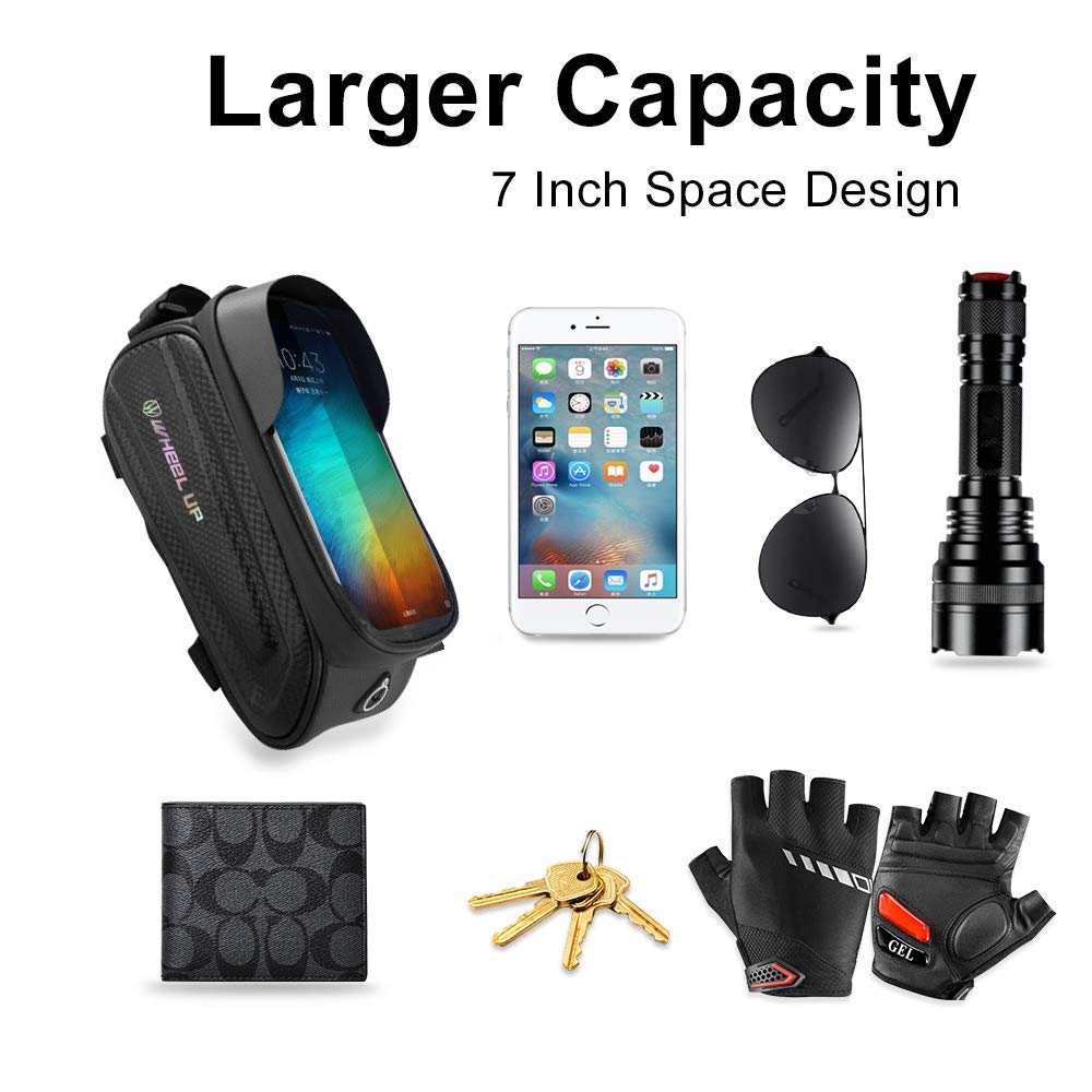 Proberos® Bicycle Frame Bag Cycle Pouch for Bicycle with TPU Touch Screen Large Capacity EVA Pressure-Resistant Handlebar Headphone Hole, Suitable for Phone Under 7.0 Inch Cycle Accessories