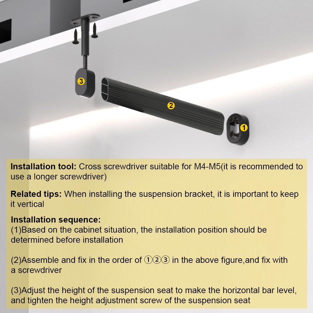 HASTHIP Wardrobe Hanger Rod for Under Shelf Storage with Adjustable Spacing and 11.8 in Aluminum Bar