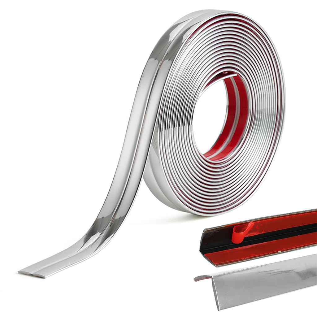 HASTHIP Wall Molding Trim for Corner Protection featuring Self Adhesive L Corner Design 9.84ft PVC Silver
